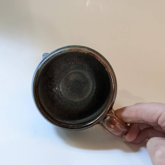 Vintage Anthropomorphic Face Mug, Signed Studio Pottery, Unique Blue Face Mug - Picture 10 of 10